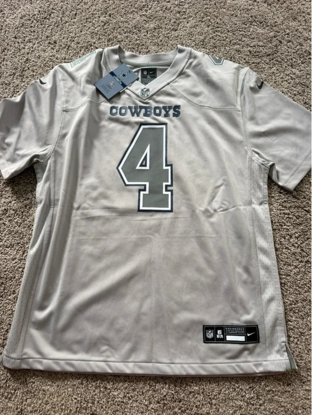 Dak Prescott Dallas Cowboys Youth Light Gray Team Jersey